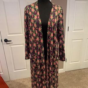 Long floral duster cardigan